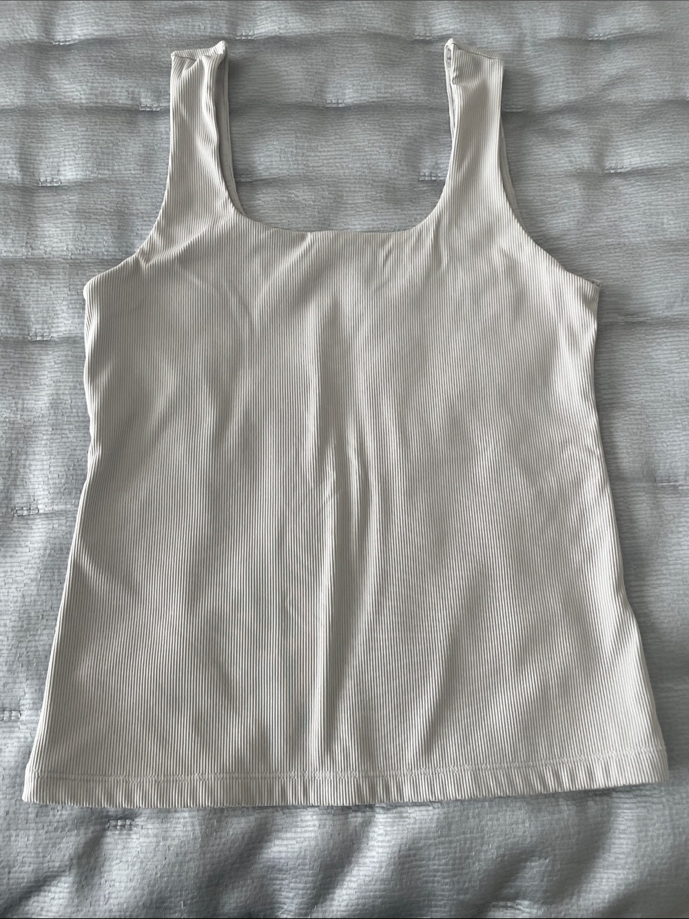Tahari Cream Ribbed Square-Neck Tank